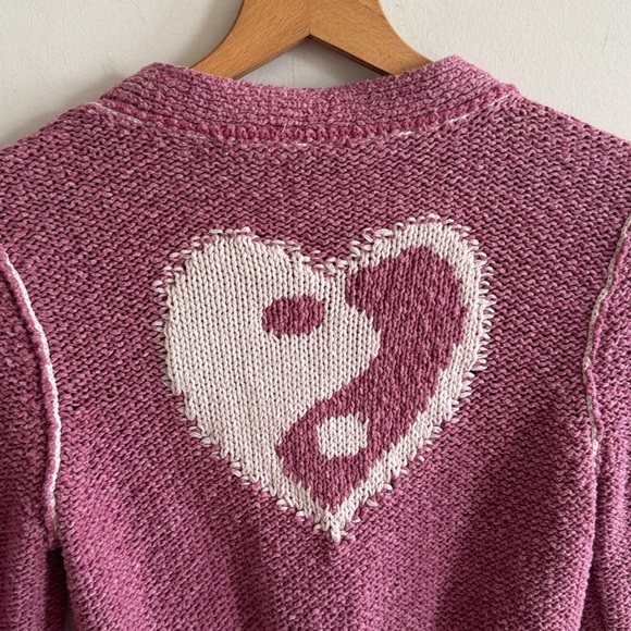 Anthropologie Pilcro Icon Yin Yang Cardigan sweater S Pink - Picture 4 of 8